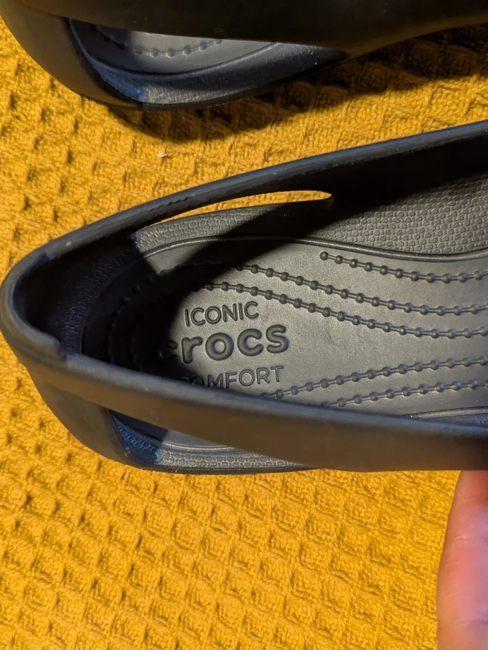Crocs Women's Black Comfort Slip-On Flats, 10
